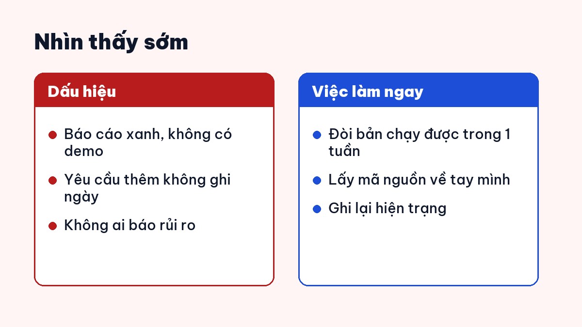dự án phần mềm chậm tiến độ — dấu hiệu nhận biết và việc cần làm khi dự án chậm tiến độ